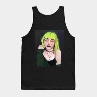Green-haired Goth Girl on Black Tank Top